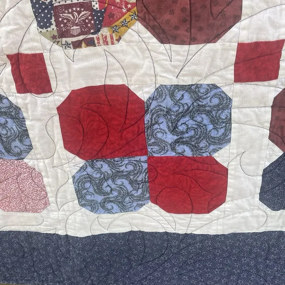 Vintage Bow tie Pattern Quilt. 50”x65” Heartland Quilters Machine Washable